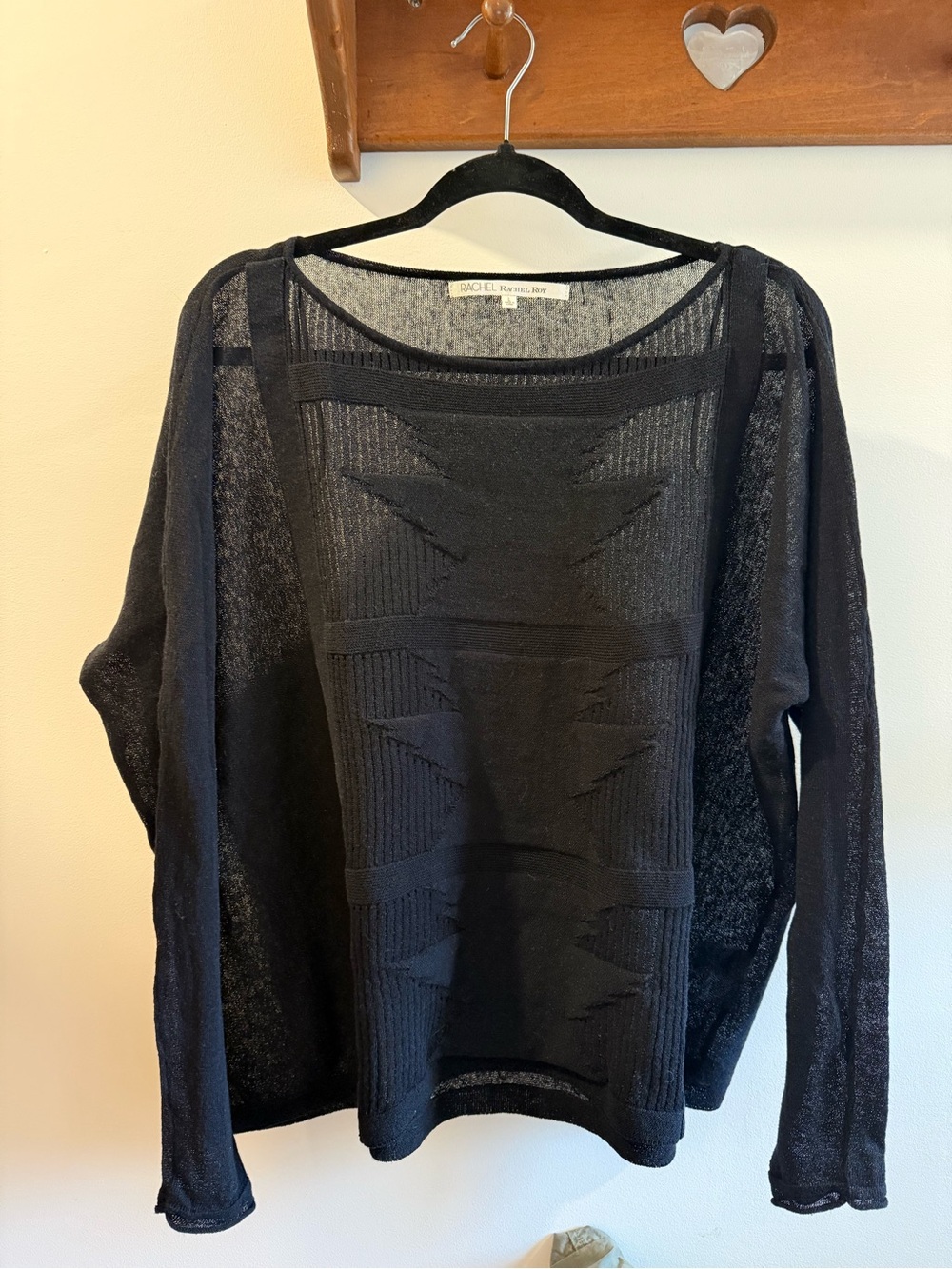 RACHEL Rachel Roy Black Lightweight Crewneck Sweater